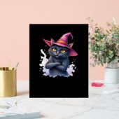 Schattigee zwarte kat in heks Pet - magische Hallo Acryl Bord (Huwelijk)