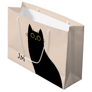 Schattigee zwarte kat in Mid Century stijl Groot Cadeauzakje
