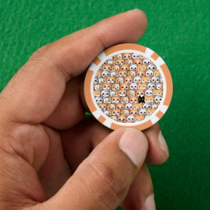 Schattigee zwarte kat in oranje katten huisdier Na Poker Chips