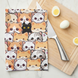 Schattigee zwarte kat in oranje katten huisdier Na Theedoek