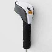 Schattigee zwarte kat in pompoen met heks pet, kaw golfheadcover (Schuin)