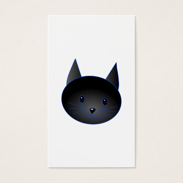 Schattigee zwarte kat. Kat Cartoon illustratie. Visitekaartje (Voorkant)