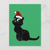 SCHATTIGEE ZWARTE KAT KERSTMIS ART BRIEFKAART (Voorkant)