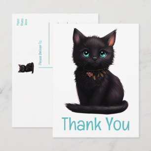 Schattigee zwarte kat kitten Kat dank u Briefkaart
