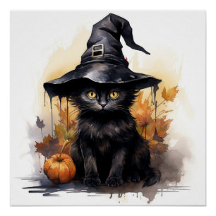 Schattigee zwarte kat met een groot zwart Pet Perfect Poster