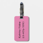 Schattigee zwarte kat met grote groene ogen bagagelabel (Achterkant verticaal)