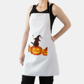 Schattigee zwarte kat met heks Pet, vleermuizen en Schort (Insitu)