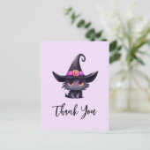 Schattigee zwarte kat met het Pet van een heks Briefkaart (Staand voorkant)