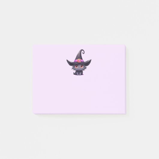 Schattigee zwarte kat met Pet van een heks Post-it® Notes (Voorkant)