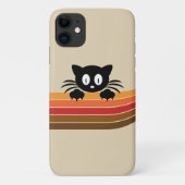 Schattigee zwarte kat met retro strepen Case-Mate iPhone case (Achterkant)
