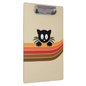 Schattigee zwarte kat met retro strepen klembord (Rechts)