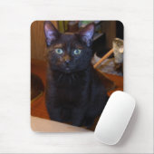 Schattigee zwarte kat mousepad muismat (Met muis)