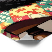 Schattigee zwarte kat op schommelstoel poster (Hoek)