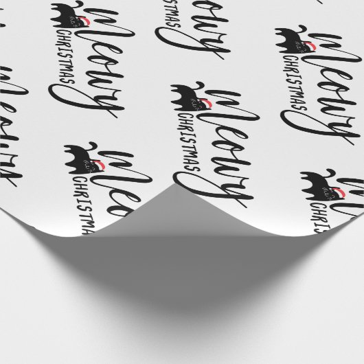 Schattigee zwarte kat Pattern Meowy Christmas Cadeaupapier (Hoek)