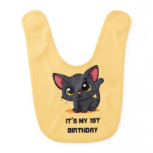 Schattigee Zwarte Kat Verjaardag Baby Bib