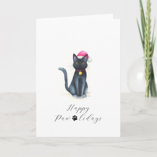 Schattigee Zwarte Kat Xmas Kaarten (Voorkant)