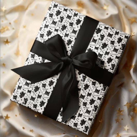 Schattigee zwarte katten en Gezegden Cadeaupapier
