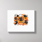 Schattigee zwarte katten in pompoenen Halloween Ni Canvas Afdruk (Voorkant)