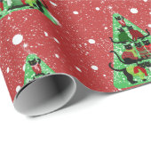 Schattigee zwarte katten in truien kerstboom rood cadeaupapier (Rol Hoek)