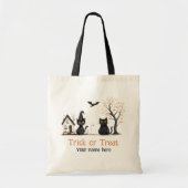 Schattigee zwarte katten Trick or treat aangepaste Tote Bag (Voorkant)