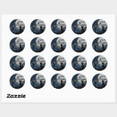 Schattigee zwarte kattenuil Moon Graphic Halloween Ronde Sticker (Vel)