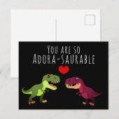 Schattigee Zwarte Kawaii Dinosaurus Pun Valentijns Briefkaart (Voorkant / Achterkant)