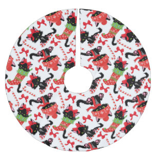 SCHATTIGEE ZWARTE KERST KITTENS IN KOUSEN KERSTBOOM ROK