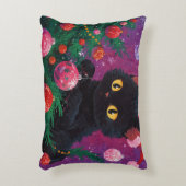 Schattigee zwarte kitten en kerstboom accent kussen (Voorkant(Verticaal))