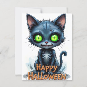 Schattigee zwarte kitten Halloween grillige katten Briefkaart