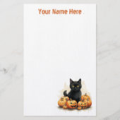 Schattigee zwarte kitten met Jack-O-Lanterns Hallo Briefpapier (Voorkant)