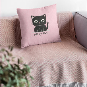 Schattigee Zwarte Kitty Kat Roze Kussens