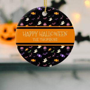 Schattigee zwarte kleurrijke magische Happy Hallow Keramisch Ornament