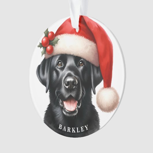 Schattigee Zwarte Labrador Retriever Kerstman Ornament (voorkant)
