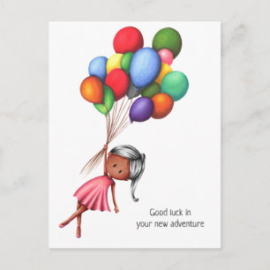 Schattigee zwarte meisje ballonnen gepersonaliseer briefkaart