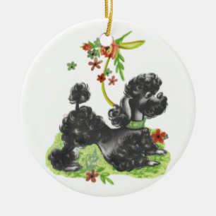 Schattigee zwarte poedel puppy keramisch ornament