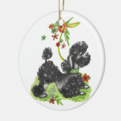 Schattigee zwarte poedel puppy keramisch ornament (Links)