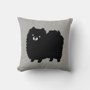 Schattigee Zwarte Pommerse Schattige Fluffy Dog Kussen