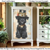 Schattigee zwarte puppy in Steampunk Pet DL1L Deco Tissuepapier