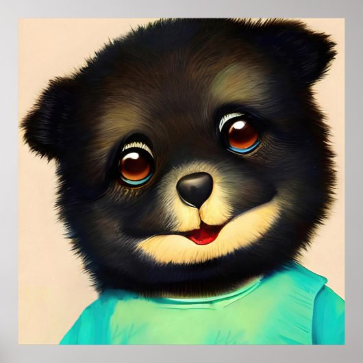 Schattigee zwarte puppyillustratie poster (Voorkant)