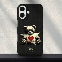 Schattigee Zwarte Teddybeer Knuffel Kussen Hart Mo
