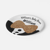 Schattigee Zwarte Tuxedo Gouden Glitter Bow Stropd Papieren Bordje (Gekanteld)