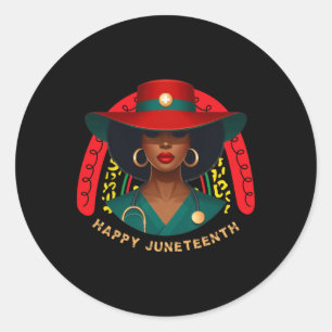 Schattigee zwarte verpleegster Happy Juneteenth Nu Ronde Sticker