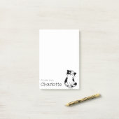 Schattigee zwarte witte cartoon kattennaam post-it® notes (Op bureau)