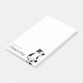 Schattigee zwarte witte cartoon kattennaam post-it® notes (Schuin)