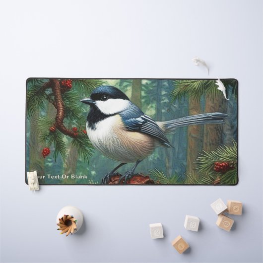 Schattigee zwartgekapte chickadee bureaumat (Kindertafel)