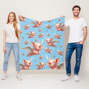 Schattigee zwijnen vliegen zalig in de zonnige bla fleece deken