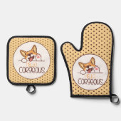 Schattigeste Hallo Corgi Ovenwant & Pannenlap Set (Voorkant)