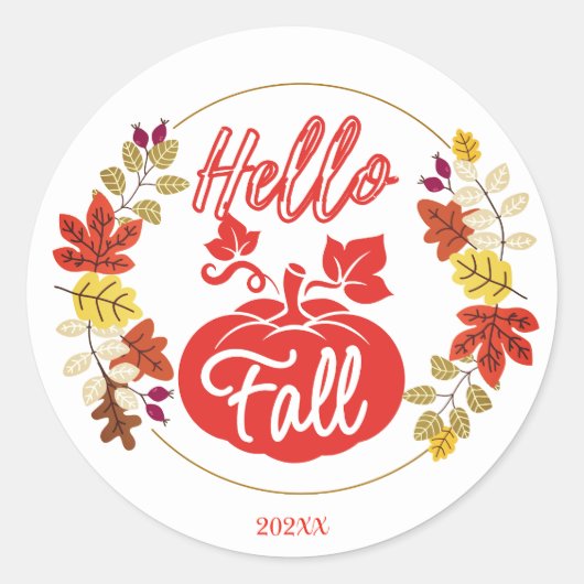 Schattigeste Hallo Herfst Autumn Leaves Pompoen Th Ronde Sticker (Voorkant)