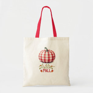 Schattigeste hallo herfst plaid pompoen tote bag