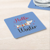 Schattigeste Hallo hond Vierkante Kartonnen Onderzetter (Schuin)